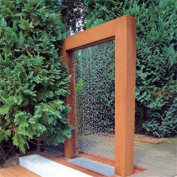 fuente de agua corten