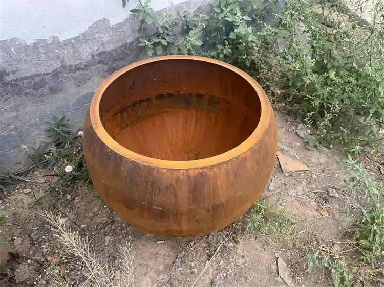 circular corten steel planters