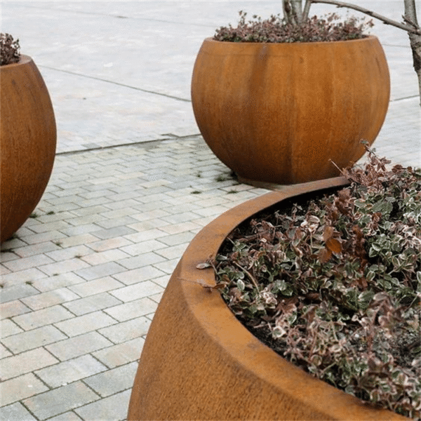 Fioriere rotonde in acciaio corten