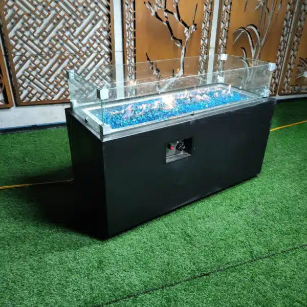 Black Rectangle Gas Fire Pit