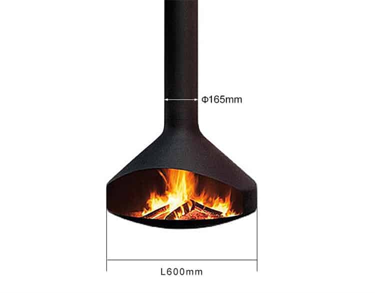 ceiling hanging fireplace