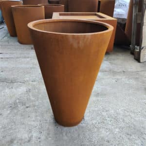 corten tapered round planter for sale