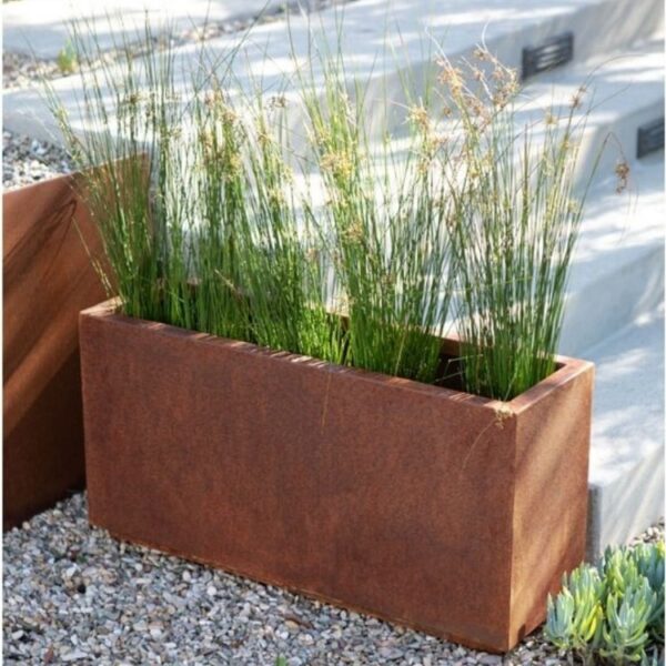 jardineras rectangulares de acero corten