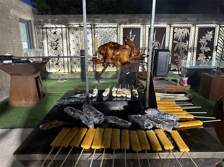 corten automatic rotating bbq grill
