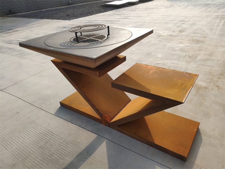 parrilla de acero corten en forma de z