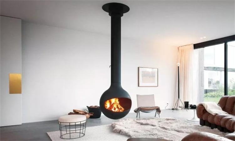 ceiling hanging fireplace