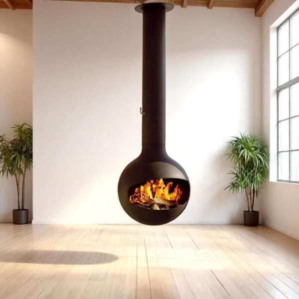 ceiling hanging wood burner