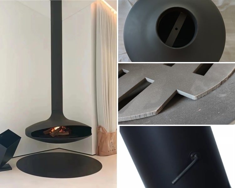 ceiling hung log burner
