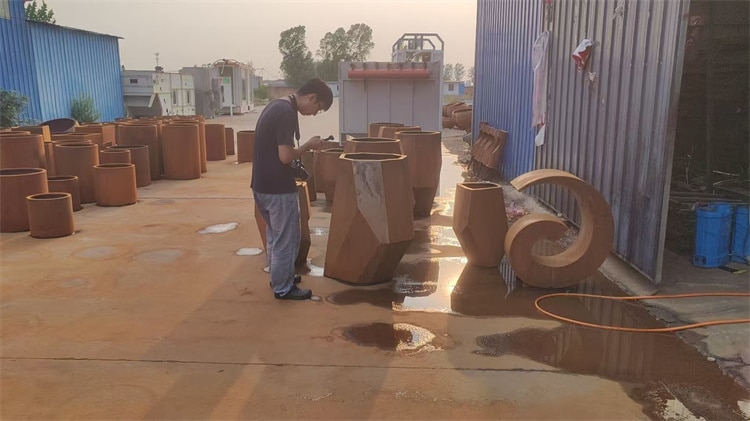 corten steel garden water features