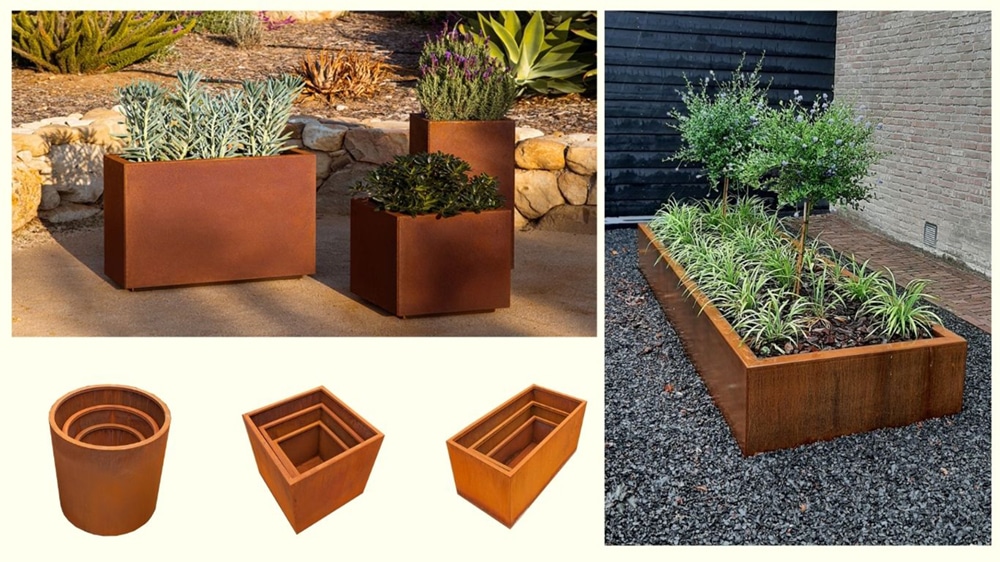 corten steel planter box