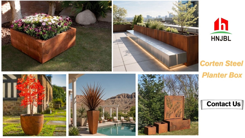 corten steel planter boxes