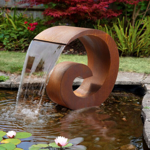 corten steel water fountain