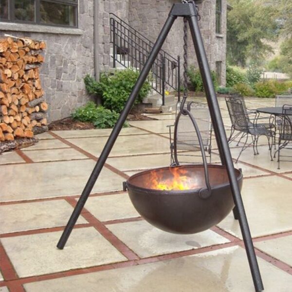 fire pit tripod with adjustable hanging grill