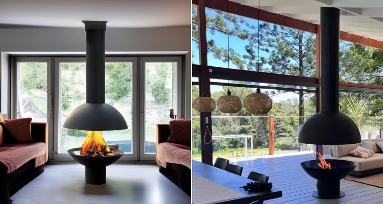 floating wall mount fireplace