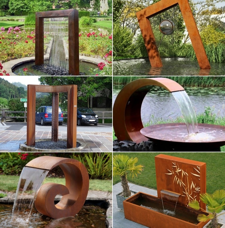 rusted metal water features